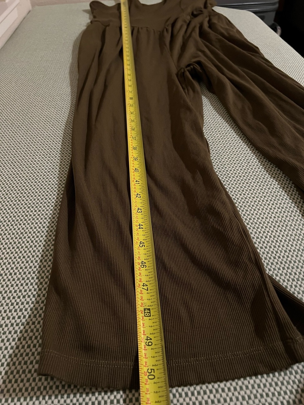 Army Green/Olive Ribbed Spaghetti Strap wide leg jumpsuit #160 - Picture 11 of 12